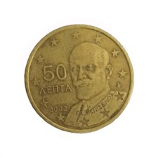 Moneta rara, moneta da 50 centesimi in euro 2002 con lettera F all'interno 