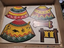 ACCAMPAMENTO INDIANO 1/32 IN CARTONCINO PREFUSTELLATO CON BASE- ANNI'7O