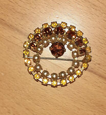 Spilla vintage strass pietre rotonde pietre di vetro perle molate spilla turbante