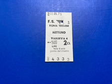 BIGLIETTO TICKET TRENO EDMONSON  ROMA TERMINI - NETTUNO 1/05/1975