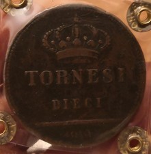 Moneta 10 Tornesi 1819, Regno Due Sicilie Ferdinando I, Perizia MB, Rif. 8858