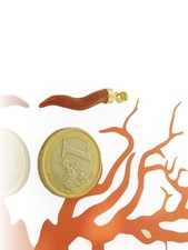 Corno e Ciondolo in Oro 18kt 750 di Corallo rosso Pendente a Portafortuna Unisex