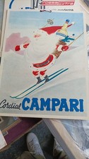 LOCANDINA TARGA ORIGINAL CAMPARI BABBO NATALE SCI MONTAGNA PUBBLICITARIO Tabella