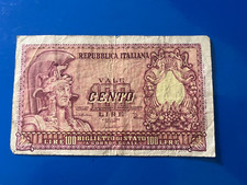 BANCONOTA CARTAMONETA ITALIA 100 LIRE 31 DICEMBRE 1951 VITTORIA ELMATA BB+