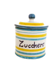 12001  BARATTOLO CONTENITORE RILIEVO 8/12 CM PER ZUCCHERO IN CERAMICA SORRENTINA