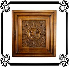 Armadio antico francese gotico in legno intagliato a mano XIX