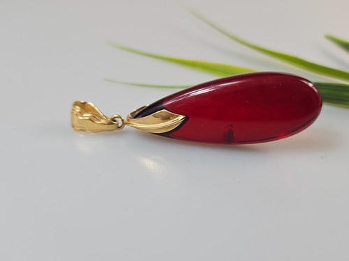 Collana ambra rossa - , ciondolo