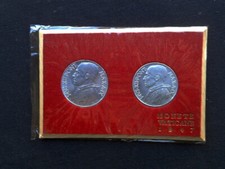 1947 VATICANO RARO set 2 MONETE 5/10 lire UNC GEM in folder rosso ufficiale
