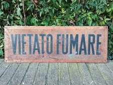 Insegna Cartello Epoca VIETATO FUMARE Industriale 70x25 cm Ferro '40s Design