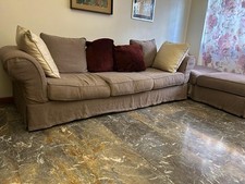 Divano letto matrimoniale Confalone Country in lino sfoderabile – color lavanda