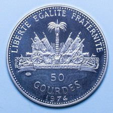 HAITI 50 GOURDES 1974 OLIMPIADI MONTREAL 1976 PROOF ARGENTO MONETA NUMISMATICA