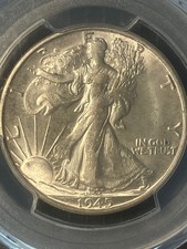 1945 S MS63 Walking Liberty mezzo dollaro PCGS 33590763
