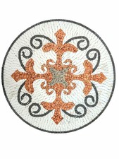 "Antica Roma" Rosone Mosaico in marmo su rete Diametro 80 cm COD. RUD-CD