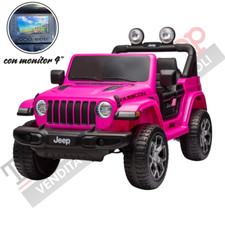 Auto Macchina Elettrica per Bambini Jeep Rubicon Fiat 12V con Monitor 4 Mp4 Rosa
