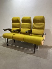 Sedili aerei vintage 1975 originali serie 3 giallo verde poltrone cinema loft vecchi