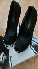 decollete plateau spuntate peep toe nere tacco altissimo taglia 38 come nuove