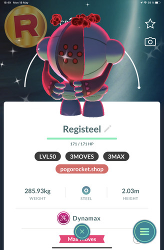 Shiny dmax registeel lvl50 - registeel,