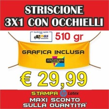 BANNER STRISCIONE PUBBLICITARIO 3x1m  PERSONALIZZATO  BANNER PVC DA ESTERNO