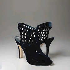 SHEEN Scarpa Donna Sandalo Alla Caviglia Tallone aperto SH 105-73 Micro Nero 38