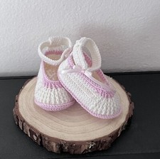 Scarpine bebè in lana merino fatte a mano, rosa, regalo bambina, cerimonia