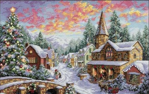 Punto croce paesaggio natale - croce,