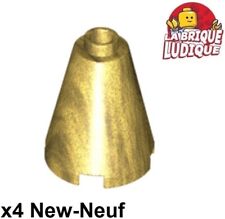 Lego 4x Cone 2x2x2 Completely Open Stud or doré/pearl gold 3942c NEUF