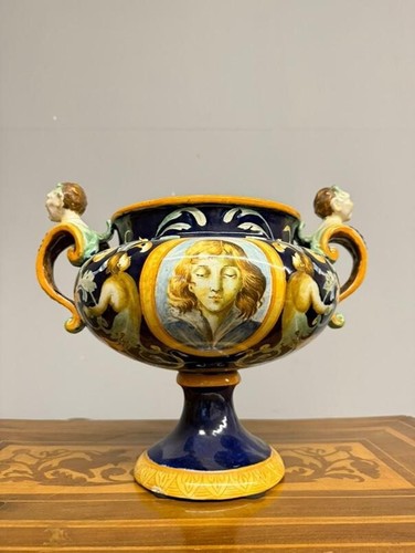 Centrotavola maiolica con - centrotavola, in