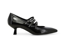 Melluso Décolleté Nera in Vernice con Tre Cinturini