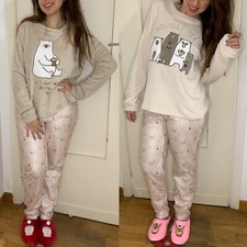 Pigiama donna Sorbetto pile coral orsetti tg S M L XL idea regalo