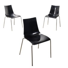 Set 3 Sedie Vintage Materiale Plastico Metallo Cromato Design Anni 90 Originali