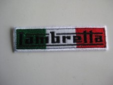 TOPPA patch LAMBRETTA ricamo TRICOLORE termoadesiva 10 X 2,5 moto SCOOTER
