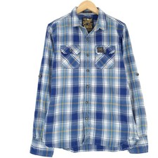 Camicia Vintage Superdry Blu A Quadri In Flanella Di Cotone Taglia M