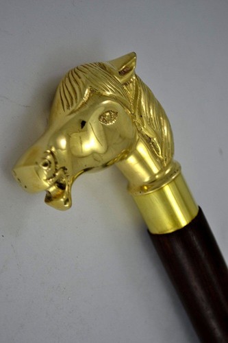 Manico testa cavallo ottone - testa, di