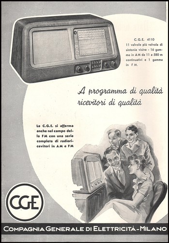 Pubblicita 1952 radio cge - radio,