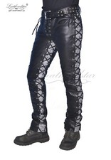 jeans stringati in pelle