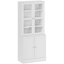 DecHome Libreria con 2 Armadietti e Ante in Vetro 76x40x178.5 cm Bianco