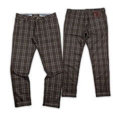 Pantaloni/pantaloni eleganti Jacob Cohen lana fatti a mano marrone flanella check nuovi con etichette W40 XXL