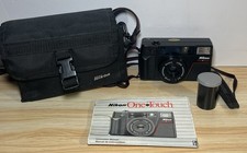 Nikon One Touch 35 mm L35AF3 1:2.8 fotocamera punta e scatta con libretto, borsa e pellicola
