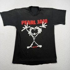 Maglietta Vintage Pearl Jam Shirt Uomo Nera Alive Stickman Graphic Band Maglietta 1992