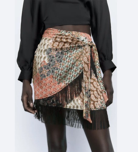 Gonna pareo stile frange zara - gonna,