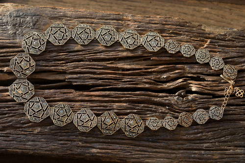 Collana lungo dorato ottagono - collana,
