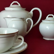 Servizio da thè (tè) Isolabella di Andloviz, bianco con filo oro - SCI Laveno