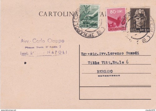 Intero postale lire 20 con - intero, lire.1,20