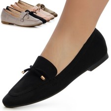 Scarpe Donna Scamosciato Basse Slipper Ballerina Loafer Blocco Casual