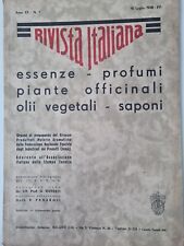Rivista Italiana Essenze Profumi Piante Officinali Olii Vegetali Saponi 1938 N.7