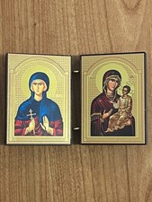 Icona  greco ortodossa in legno Russa VErgine di Betlemme Preghiera Arte Sacra