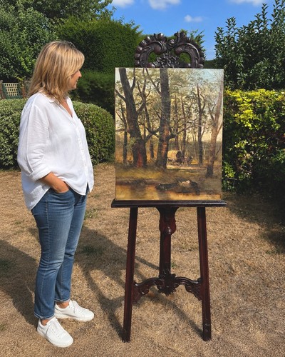 Antico dipinto olio - , xix