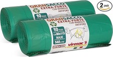 VIROSAC Gransacco Sacchi Verdi 80x115 Maniglie Antiforo Giardinaggio da 20 Pezzi