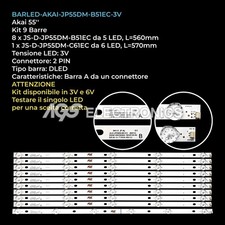 KIT 9 BARRE STRIP LED TV AKAI JS-D-JP55DM-A51EC JS-D-JP55DM-B51EC 3V