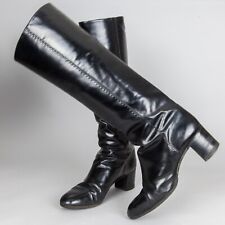 Stivali Tanino Crisci - scarpe vera pelle - nero - vintage anni 70 fatti a mano